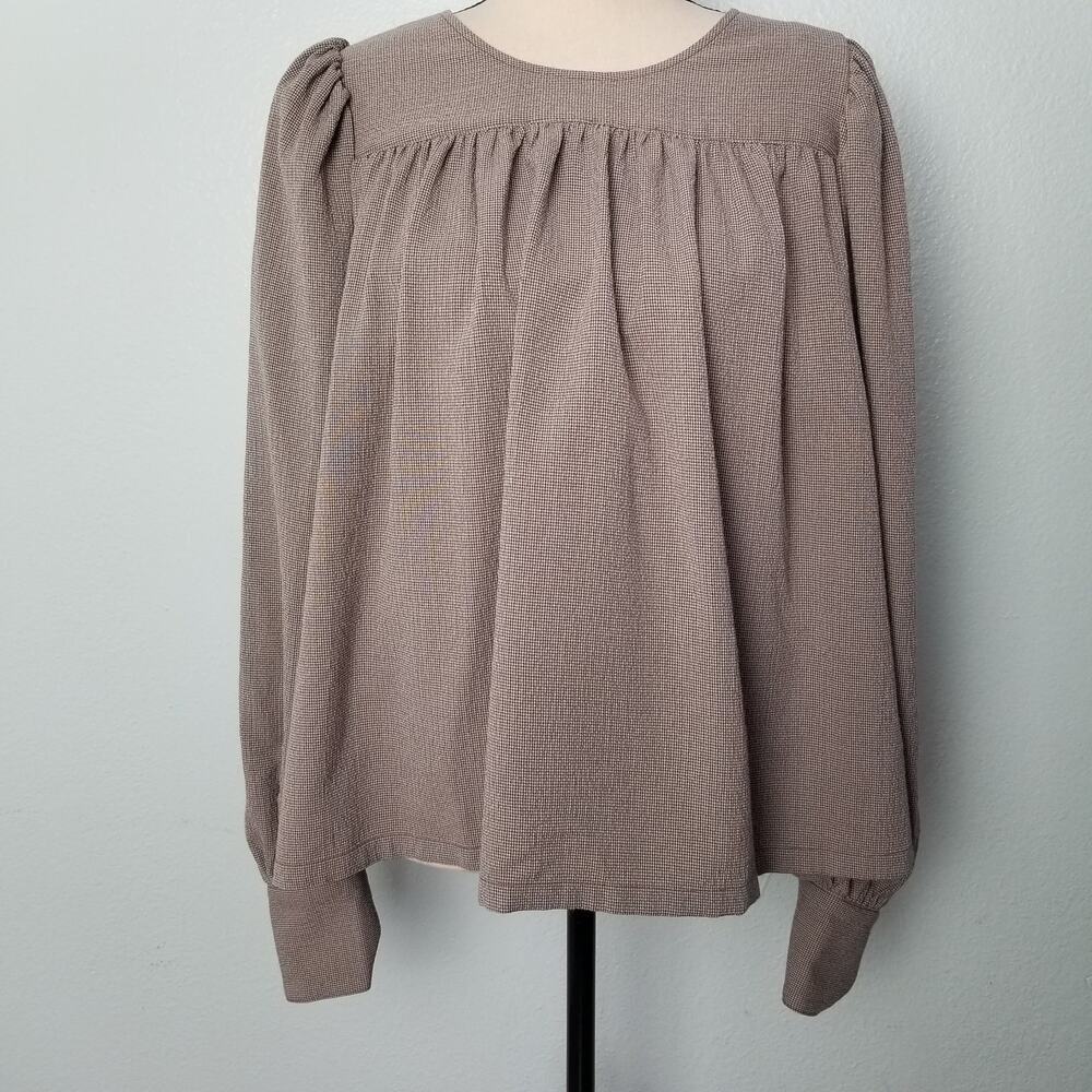 Treasure & Bond Textured Blouse Puff Sleeve Top L